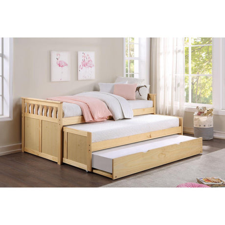 Bartly Natural Pine Transitional Pine Veneer, Wood And Engineered Twin Over Twin Trundle Bed - Ella Furniture