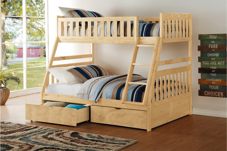 Bartly Natural Pine Modern Transitional Solid Wood Youth Twin/full Bunk Bedroom Set - Ella Furniture