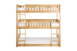 Bartly Natural Pine Modern Transitional Solid Wood Youth Triple Bunk Bedroom Set - Ella Furniture