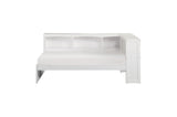 Galen White Modern Transitional Solid Wood Twin Bed And Twin Corner Bookcase Bed - Ella Furniture