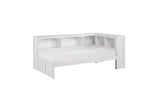 Galen White Modern Transitional Solid Wood Twin Bed And Twin Corner Bookcase Bed - Ella Furniture