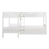 Galen White Modern Transitional Wood And Engineered Wood Corner Bunk Bed With Twin Trundle - Ella Furniture