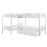 Galen White Modern Transitional Wood And Engineered Wood Corner Bunk Bed With Twin Trundle - Ella Furniture