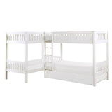 Galen White Modern Transitional Wood And Engineered Wood Corner Bunk Bed With Twin Trundle - Ella Furniture