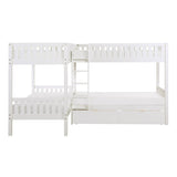 Galen White Modern Transitional Wood And Engineered Wood Corner Bunk Bed With Storage Boxes - Ella Furniture