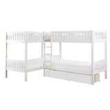 Galen White Modern Transitional Wood And Engineered Wood Corner Bunk Bed With Storage Boxes - Ella Furniture