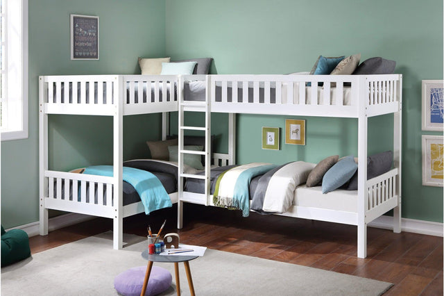 Galen White Modern Transitional Wood And Engineered Wood Four Youth Twin Bedroom Set - Ella Furniture