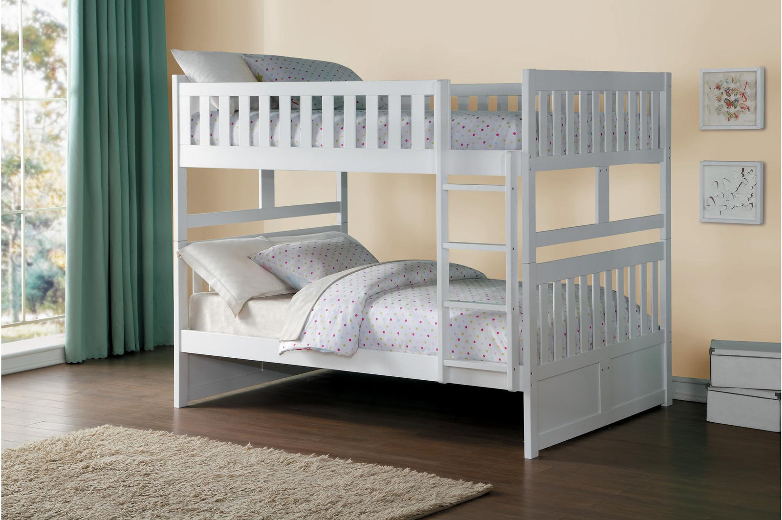 Galen White Modern Transitional Wood And Engineered Wood Twin Over Twin Youth Bedroom Set - Ella Furniture