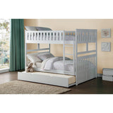 Galen White Modern Transitional Wood And Engineered Wood Full/full Bunk Bed With Twin Trundle - Ella Furniture