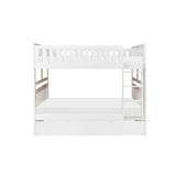Galen White Modern Transitional Wood And Engineered Wood Full/full Bunk Bed With Twin Trundle - Ella Furniture