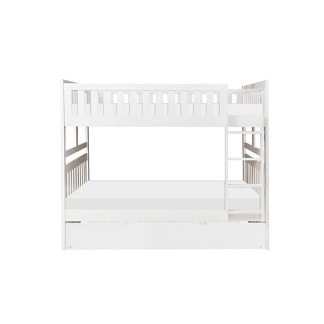 Galen White Modern Transitional Wood And Engineered Wood Full/full Bunk Bed With Twin Trundle - Ella Furniture