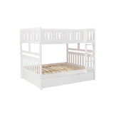 Galen White Modern Transitional Wood And Engineered Wood Full/full Bunk Bed With Twin Trundle - Ella Furniture