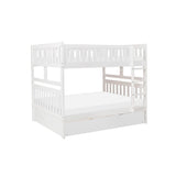 Galen White Modern Transitional Wood And Engineered Wood Full/full Bunk Bed With Twin Trundle - Ella Furniture