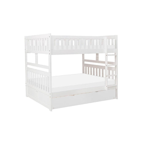 Galen White Modern Transitional Wood And Engineered Wood Full/full Bunk Bed With Twin Trundle - Ella Furniture