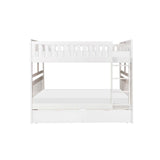 Galen White Modern Transitional Wood And Engineered Wood Full/full Bunk Bed With Storage Boxes - Ella Furniture