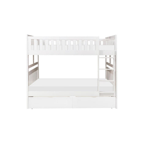 Galen White Modern Transitional Wood And Engineered Wood Full/full Bunk Bed With Storage Boxes - Ella Furniture
