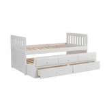 Galen White Transitional Wood And Engineered Wood Youth Twin Panel Storage Trundle Bed - Ella Furniture