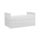 Galen White Transitional Wood And Engineered Wood Youth Twin Panel Storage Trundle Bed - Ella Furniture
