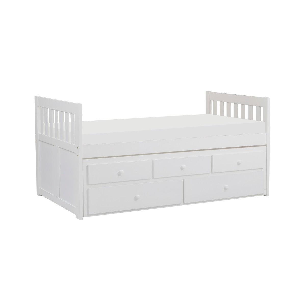 Galen White Transitional Wood And Engineered Wood Youth Twin Panel Storage Trundle Bed - Ella Furniture
