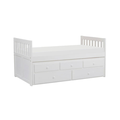 Galen White Transitional Wood And Engineered Wood Youth Twin Panel Storage Trundle Bed - Ella Furniture