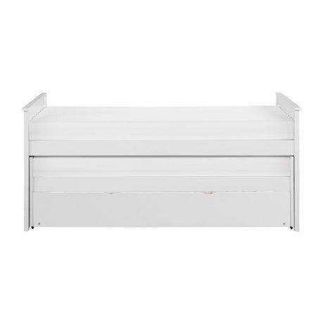 Galen White Transitional Wood And Engineered Wood Youth Twin Over Twin Trundle Bed - Ella Furniture
