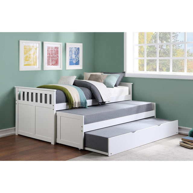 Galen White Modern Transitional Wood And Engineered Wood Twin/twin Bed With Twin Trundle - Ella Furniture