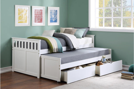 Galen White Youth Twin Over Twin With Optional Dual Under-bed Toyboxes Trundle Bedroom Set - Ella Furniture