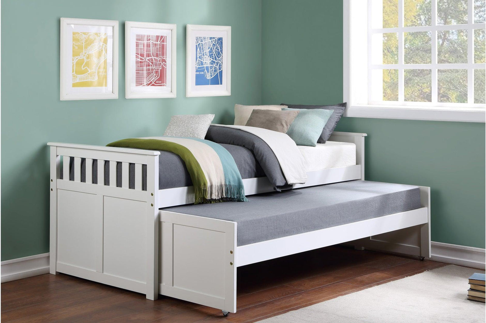 Galen White Youth Twin Over Twin With Optional Dual Under-bed Toyboxes Trundle Bedroom Set - Ella Furniture
