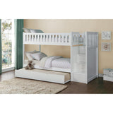 Galen White Modern Transitional Wood, Engineered Wood Twin/twin Step Bunk Bed With Twin Trundle - Ella Furniture