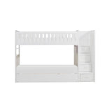Galen White Modern Transitional Wood, Engineered Wood Twin/twin Step Bunk Bed With Twin Trundle - Ella Furniture