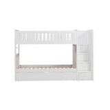 Galen White Modern Transitional Wood And Engineered Wood Twin/twin Step Bunk Bed With Storage Boxes - Ella Furniture