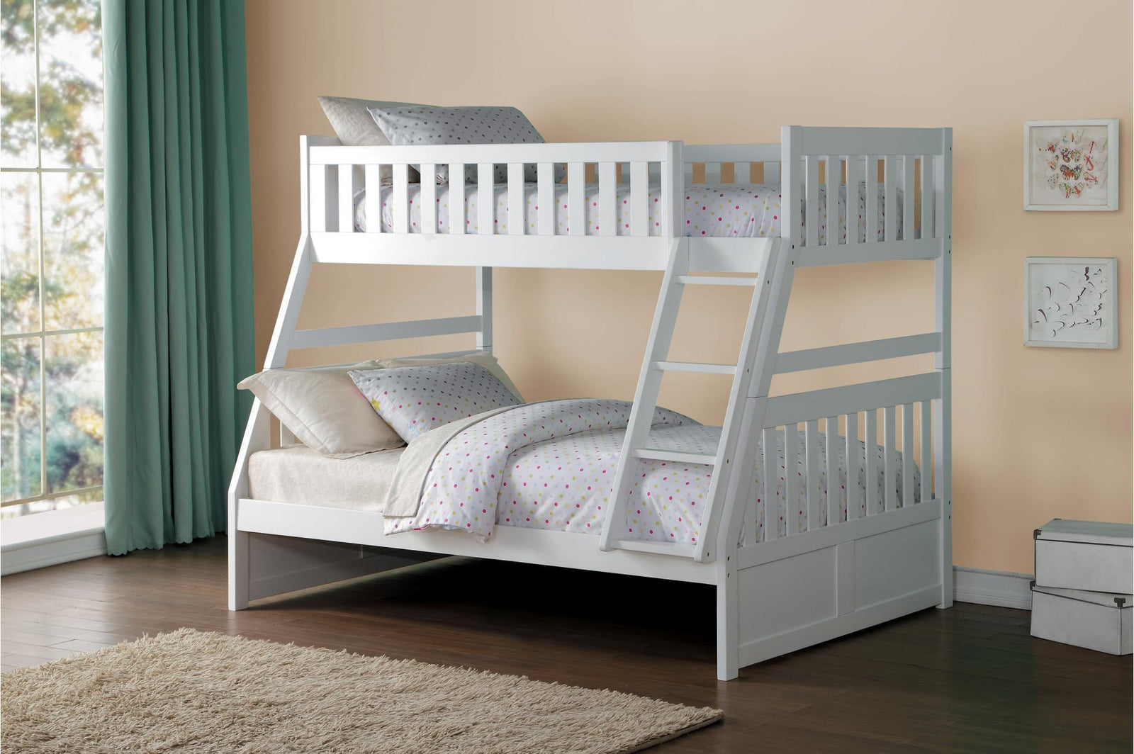 Galen White Transitional Solid Wood Youth Twin Over Twin Storage With Two Under Bed Options Bed - Ella Furniture