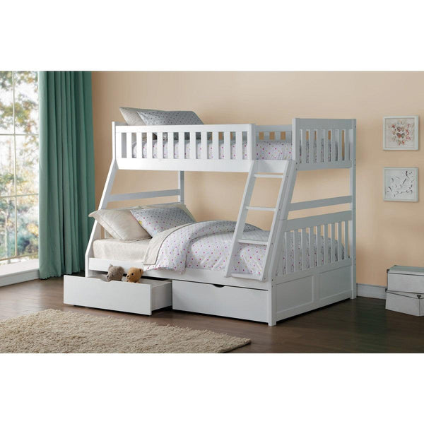 Galen White Modern Transitional Wood And Engineered Wood Twin/full Bunk Bed With Storage Boxes - Ella Furniture