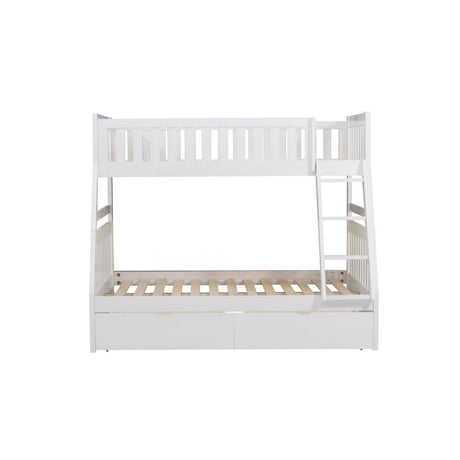 Galen White Modern Transitional Wood And Engineered Wood Twin/full Bunk Bed With Storage Boxes - Ella Furniture