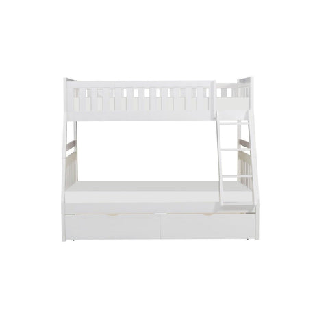 Galen White Modern Transitional Wood And Engineered Wood Twin/full Bunk Bed With Storage Boxes - Ella Furniture