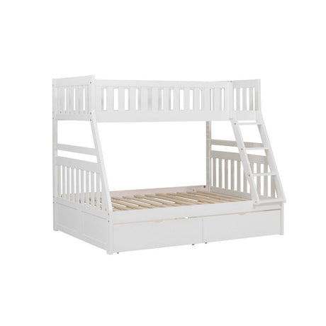 Galen White Modern Transitional Wood And Engineered Wood Twin/full Bunk Bed With Storage Boxes - Ella Furniture