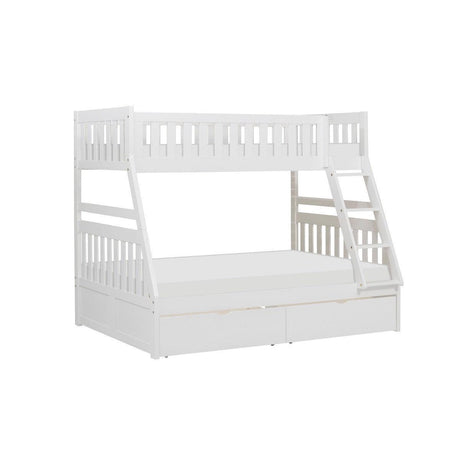 Galen White Modern Transitional Wood And Engineered Wood Twin/full Bunk Bed With Storage Boxes - Ella Furniture