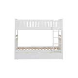 Galen White Modern Transitional Wood And Engineered Wood Twin/twin Bunk Bed With Storage Boxes - Ella Furniture