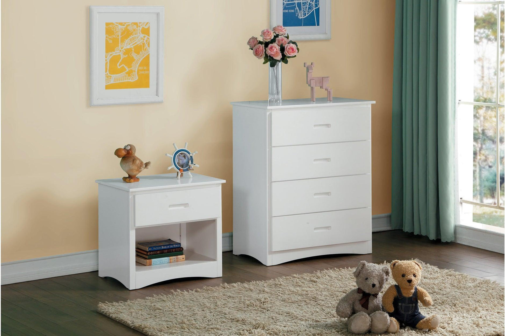 Galen White Modern Transitional Wood And Engineered Wood Youth Triple Twin Bunkbed - Ella Furniture