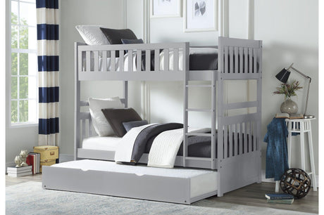 Orion Gray Contemporary Transitional Wood And Engineered Wood Youth Twin Over Twin Bedroom Set - Ella Furniture