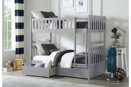 Orion Gray Contemporary Transitional Wood And Engineered Wood Youth Twin Over Twin Bedroom Set - Ella Furniture
