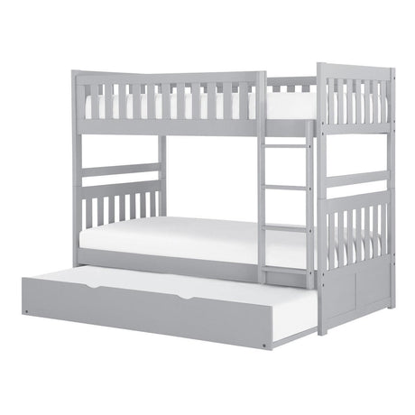 Orion Gray Modern Transitional Wood And Engineered Wood Twin/twin Bunk Bed With Twin Trundle - Ella Furniture