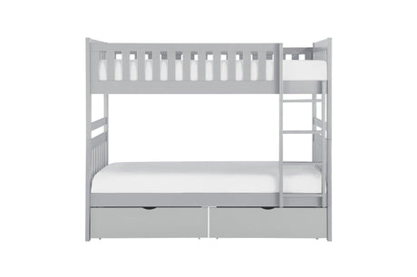 Orion Gray Contemporary Transitional Wood And Engineered Wood Youth Twin Over Twin Bedroom Set - Ella Furniture