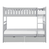 Orion Gray Modern Transitional Wood And Engineered Wood Twin/twin Bunk Bed With Storage Boxes - Ella Furniture