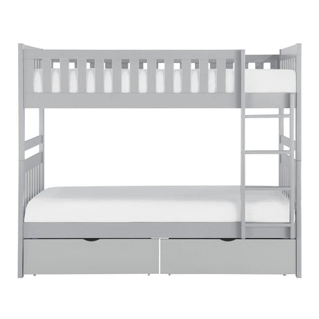 Orion Gray Modern Transitional Wood And Engineered Wood Twin/twin Bunk Bed With Storage Boxes - Ella Furniture