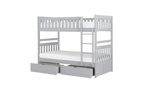 Orion Gray Contemporary Transitional Wood And Engineered Wood Youth Twin Over Twin Bedroom Set - Ella Furniture