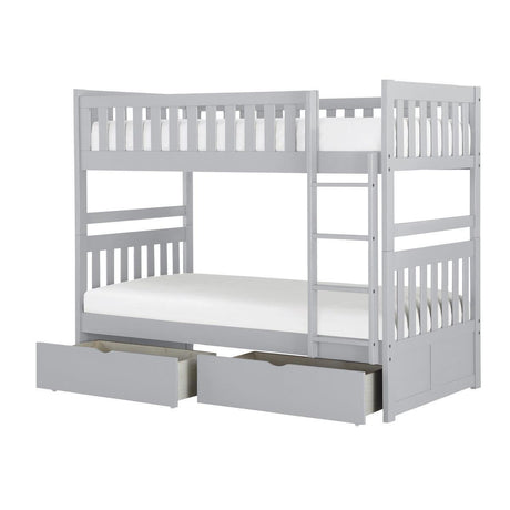 Orion Gray Modern Transitional Wood And Engineered Wood Twin/twin Bunk Bed With Storage Boxes - Ella Furniture
