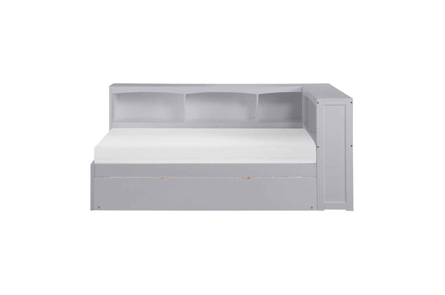 Orion Gray Modern Transitional Wood Engineered Wood Youth Twin Bed And Twin Corner Bookcase Bed - Ella Furniture