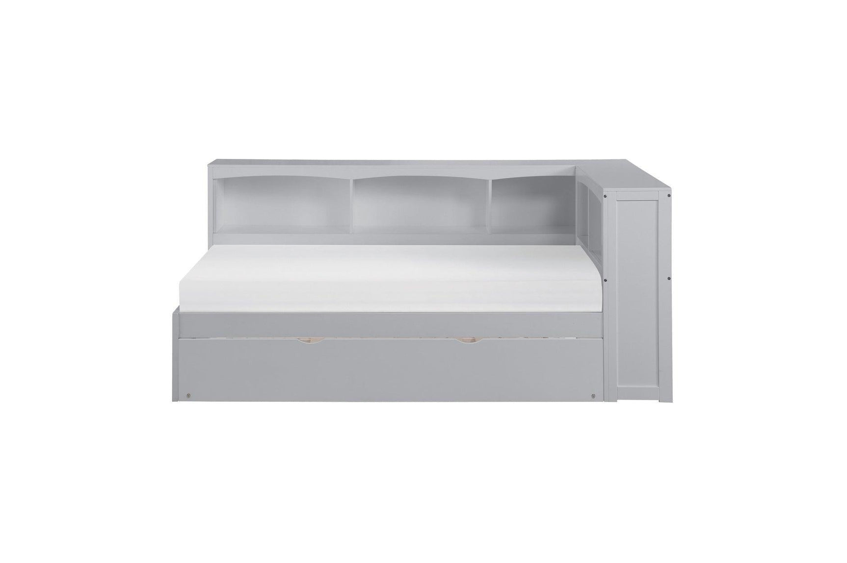Orion Gray Modern Transitional Wood Engineered Wood Youth Twin Bed And Twin Corner Bookcase Bed - Ella Furniture