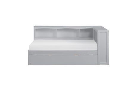 Orion Gray Modern Transitional Wood Engineered Wood Youth Twin Bed And Twin Corner Bookcase Bed - Ella Furniture